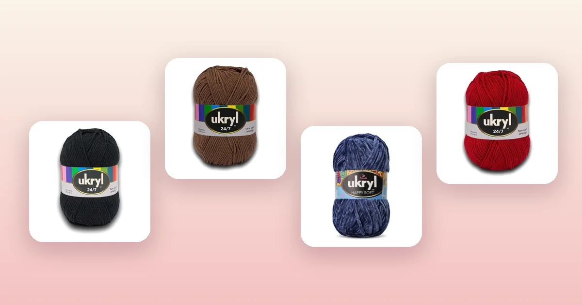 Ovillos de lana Ukryl 24/7 y lana chenille para tejer una bufanda a crochet