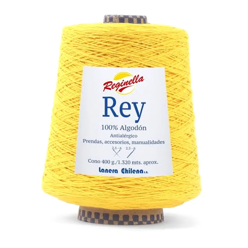 Cono de algodón amarillo Reginella Rey 100% algodón antialérgico, 400 g