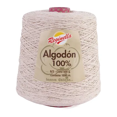 Conos de algodón: Cono de algodón crudo Reginella 100% algodón, 500 g y 1.690 metros