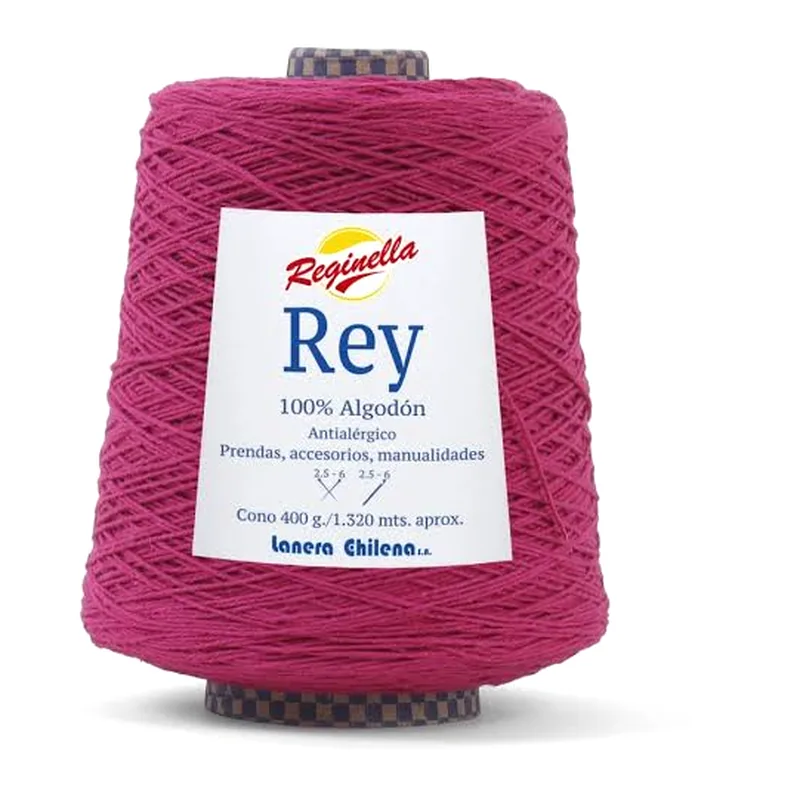 Cono de algodón fucsia Reginella Rey 100% algodón antialérgico, 400 g