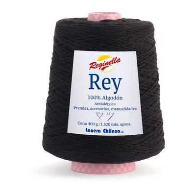 Cono de algodón negro Reginella Rey 100% algodón antialérgico, 400 g