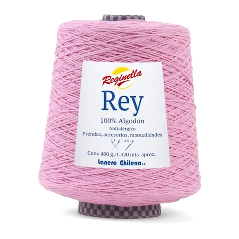 Cono de algodón rosado Reginella Rey 100% algodón antialérgico, 400 g