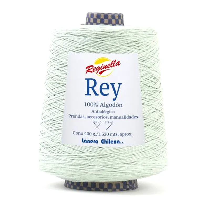 Cono de algodón verde cristal Reginella Rey 100% algodón antialérgico, 400 g