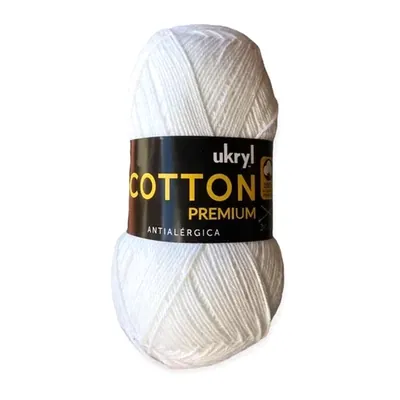 Ovillo de hilo de algodón Ukryl Cotton Premium color blanco, 100 g