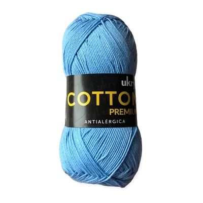 Ovillo de hilo de algodón Ukryl Cotton Premium color celeste, 100 g