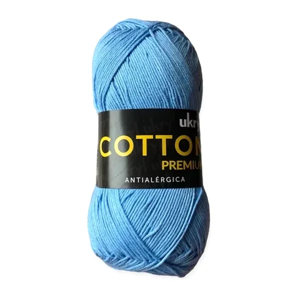 Ovillo de hilo de algodón Ukryl Cotton Premium color celeste, 100 g