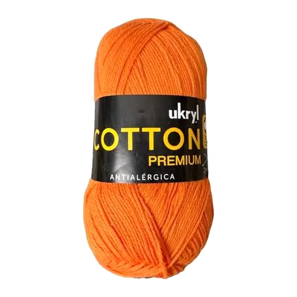 Ovillo de hilo de algodón Ukryl Cotton Premium color naranja, 100 g