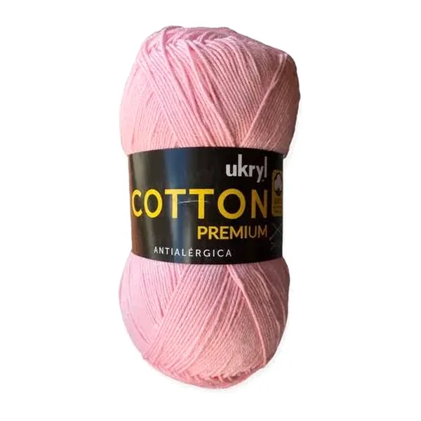 Ovillo de hilo de algodón Ukryl Cotton Premium color rosado, 100 g