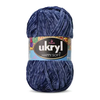 Ovillo de lana chenille Ukryl Happy Soft color azul marino
