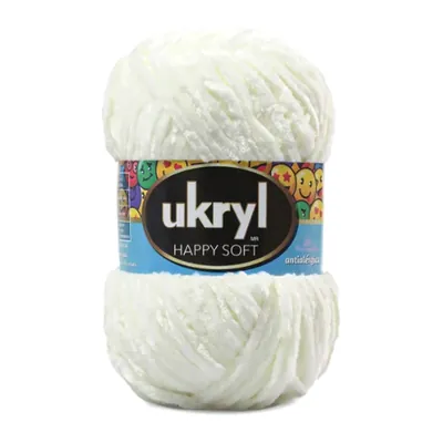 Ovillo de lana chenille Ukryl Happy Soft color blanco