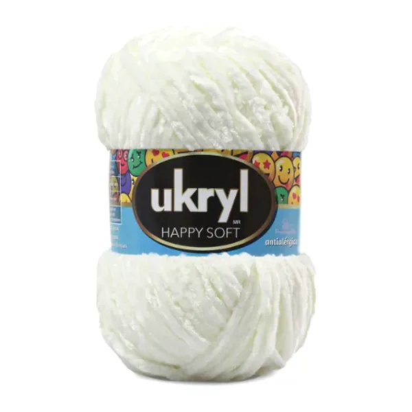 Ovillo de lana chenille Ukryl Happy Soft color blanco