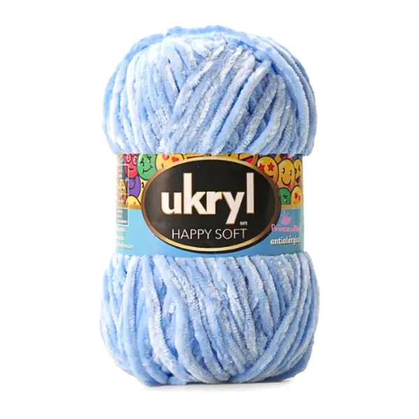 Ovillo de lana chenille Ukryl Happy Soft color celeste