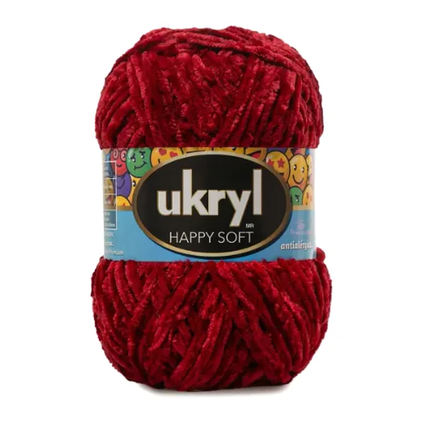 Ovillo de lana chenille Ukryl Happy Soft color rojo