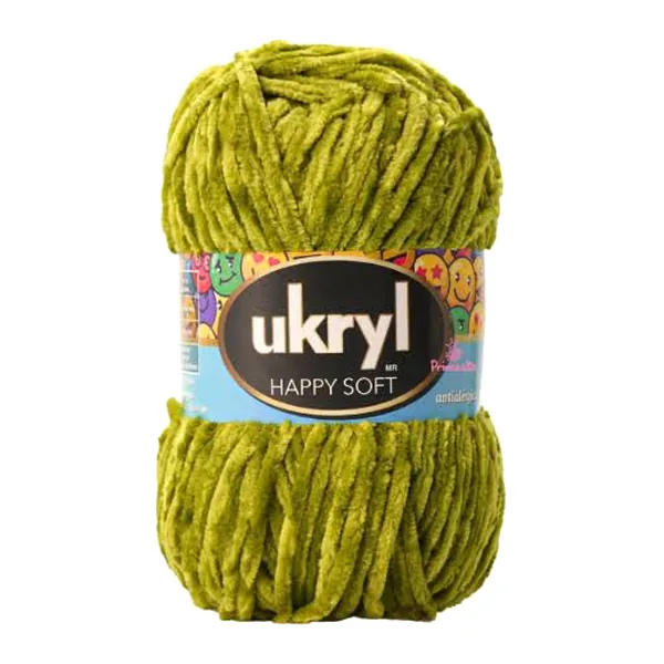 Ovillo de lana chenille Ukryl Happy Soft color verde pistacho