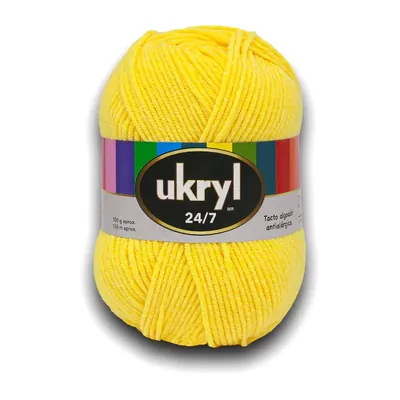 Ovillo de lana Ukryl 24/7 color amarillo, 100 g y 150 m aproximados