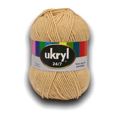 Ovillo de lana Ukryl 24/7 color beige, 100 g y 150 m aproximados