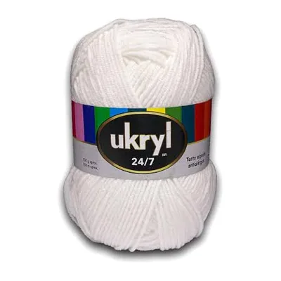 Ovillo de lana Ukryl 24/7 color blanco, 100 g y 150 m aproximados