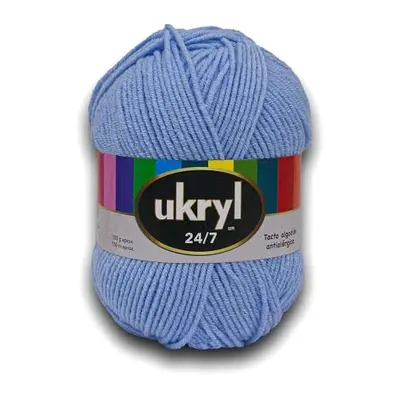 Ovillo de lana Ukryl 24/7 color celeste, 100 g y 150 m aproximados