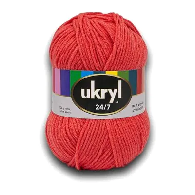 Ovillo de lana Ukryl 24/7 color coral, 100 g y 150 m aproximados