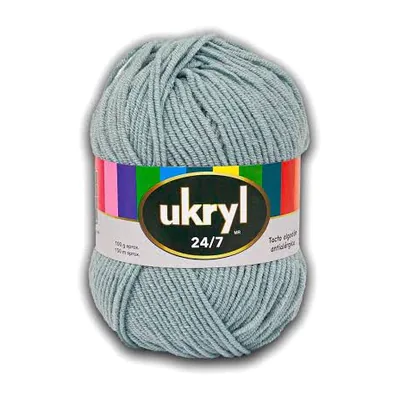 Ovillo de lana Ukryl 24/7 color gris con dejo verdoso, 100 g y 150 m aproximados