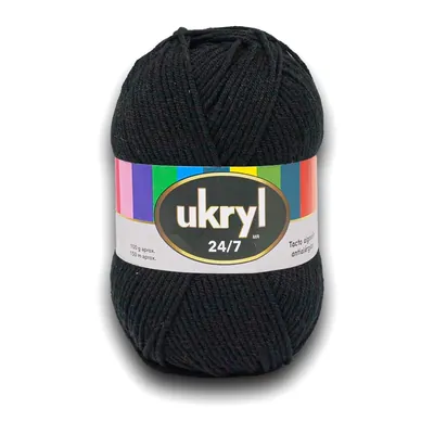 Ovillo de lana Ukryl 24/7 color negro, 100 g y 150 m aproximados