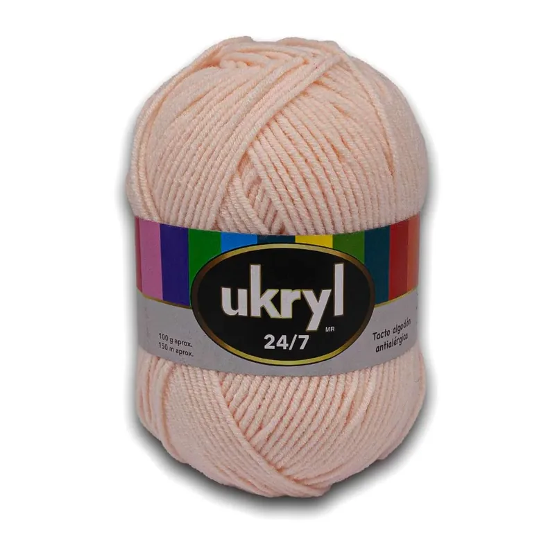 Ovillo de lana Ukryl 24/7 color nude, 100 g y 150 m aproximados